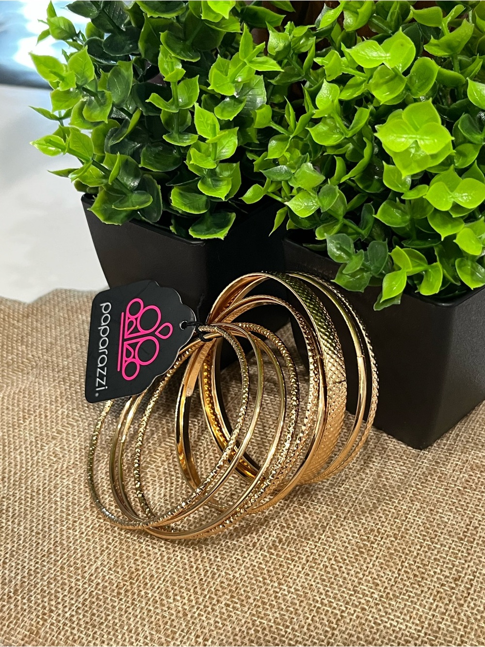 paparazzi Gold Textured Stackable Bangle Bracelet Set